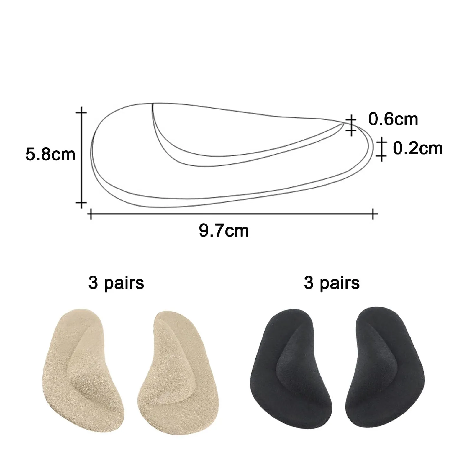 6 pairs of arch pads, gel arch support insoles, flat foot insoles, high arch orthopedic insoles, silicone foot insoles insoles for foot pressure and foot pain relief