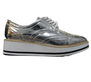 Atmosphere Silver Patent Leather Brogue Oxford Size UK 5 / EU 38 / US 7