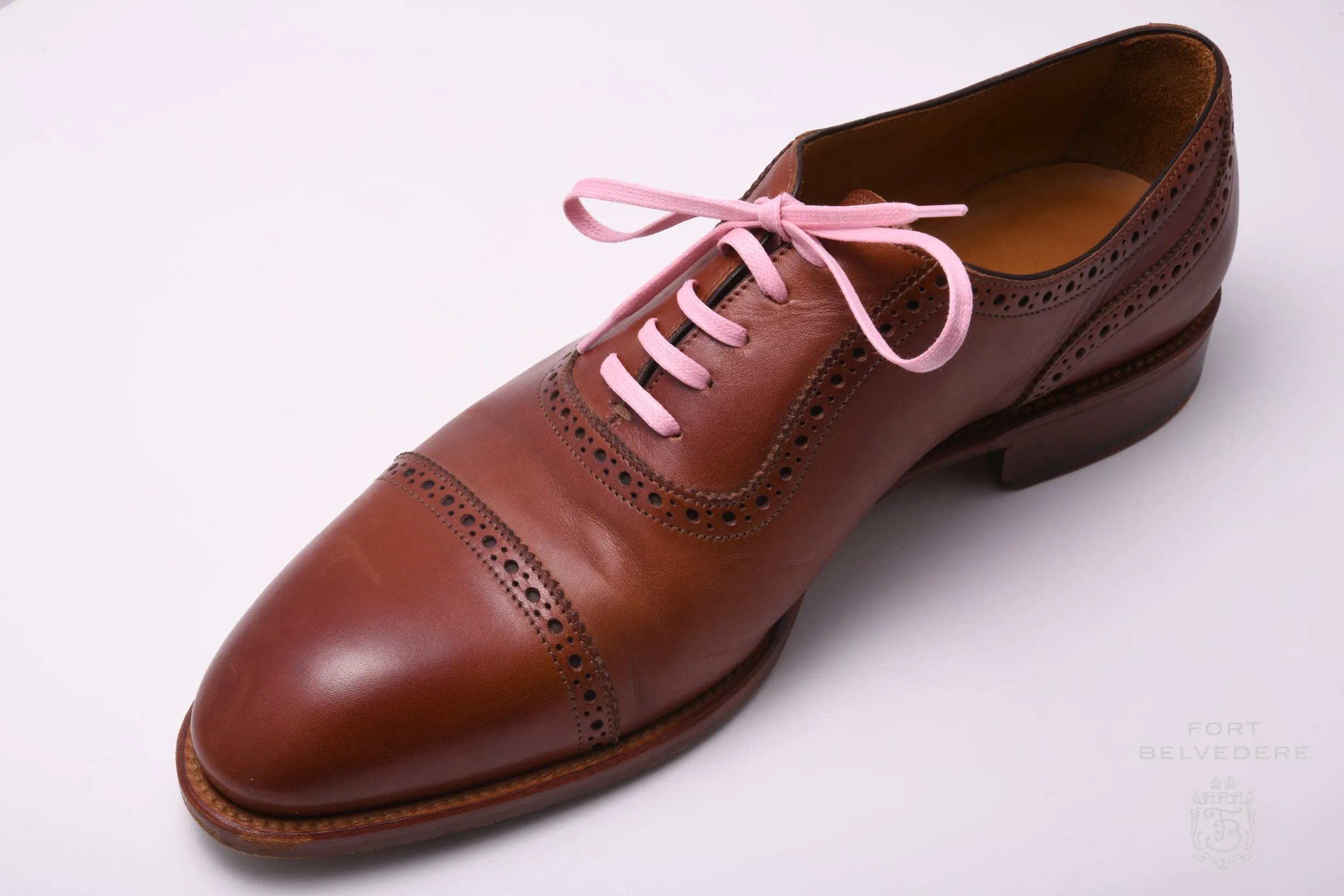 Flat Pink Waxed Cotton Shoelaces