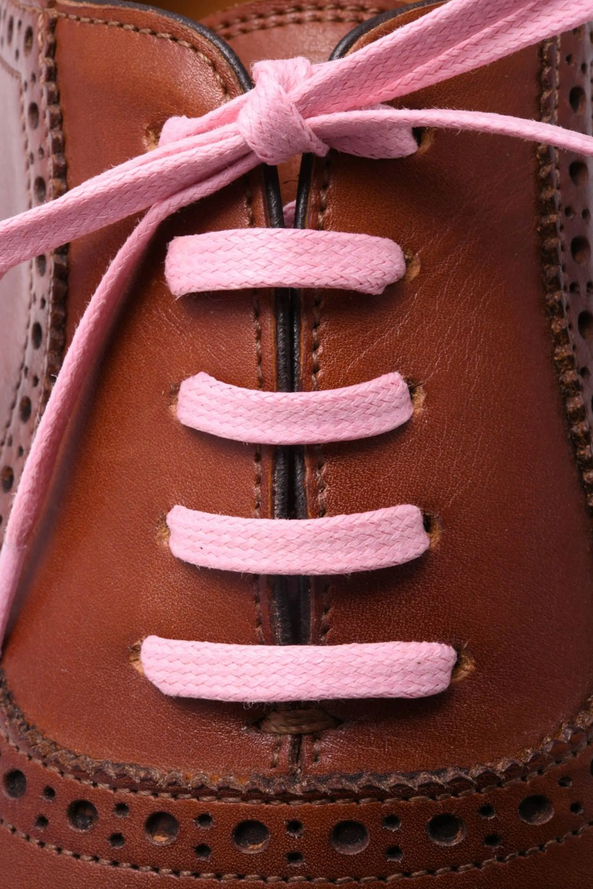 Flat Pink Waxed Cotton Shoelaces