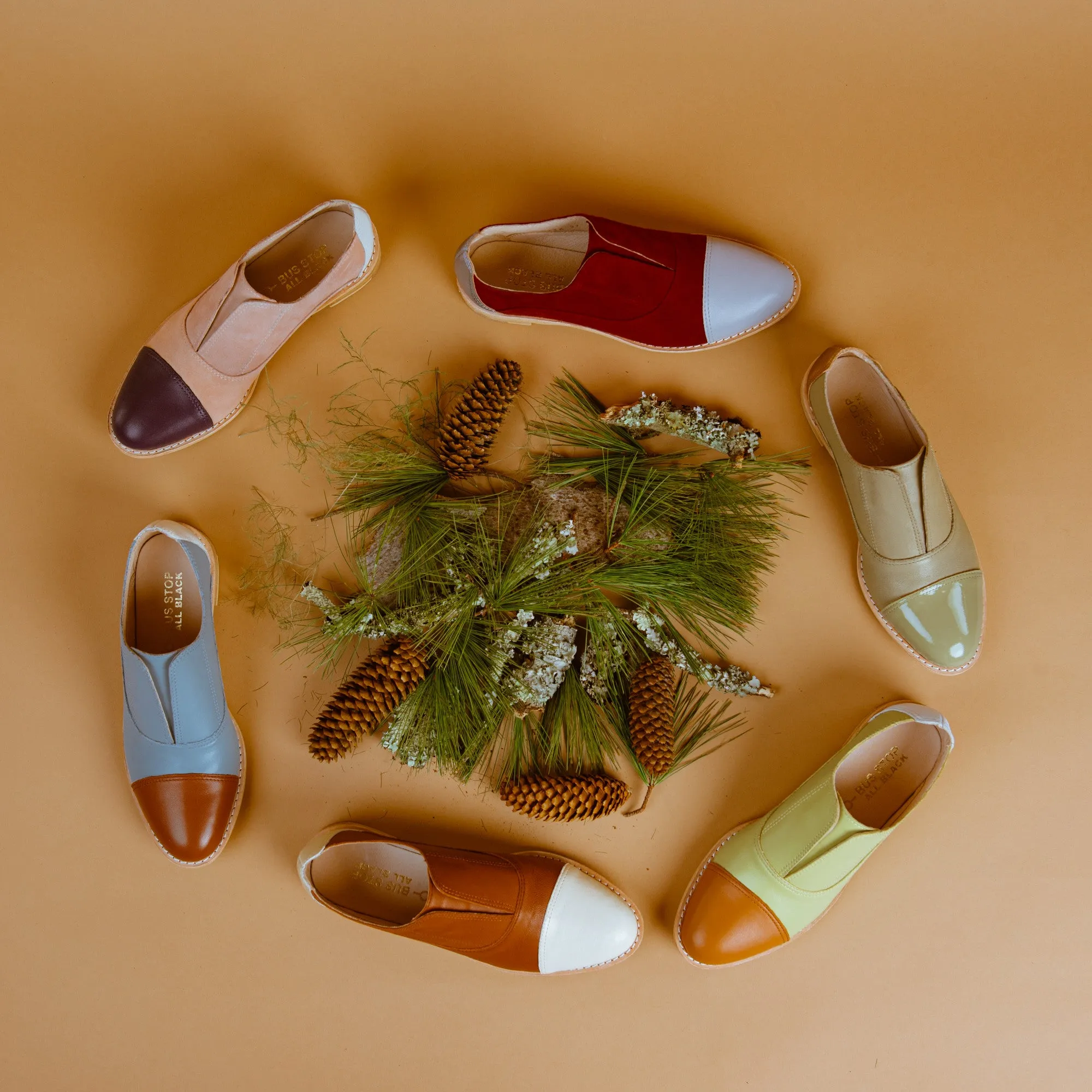 MATCHA Green Leather Oxfords