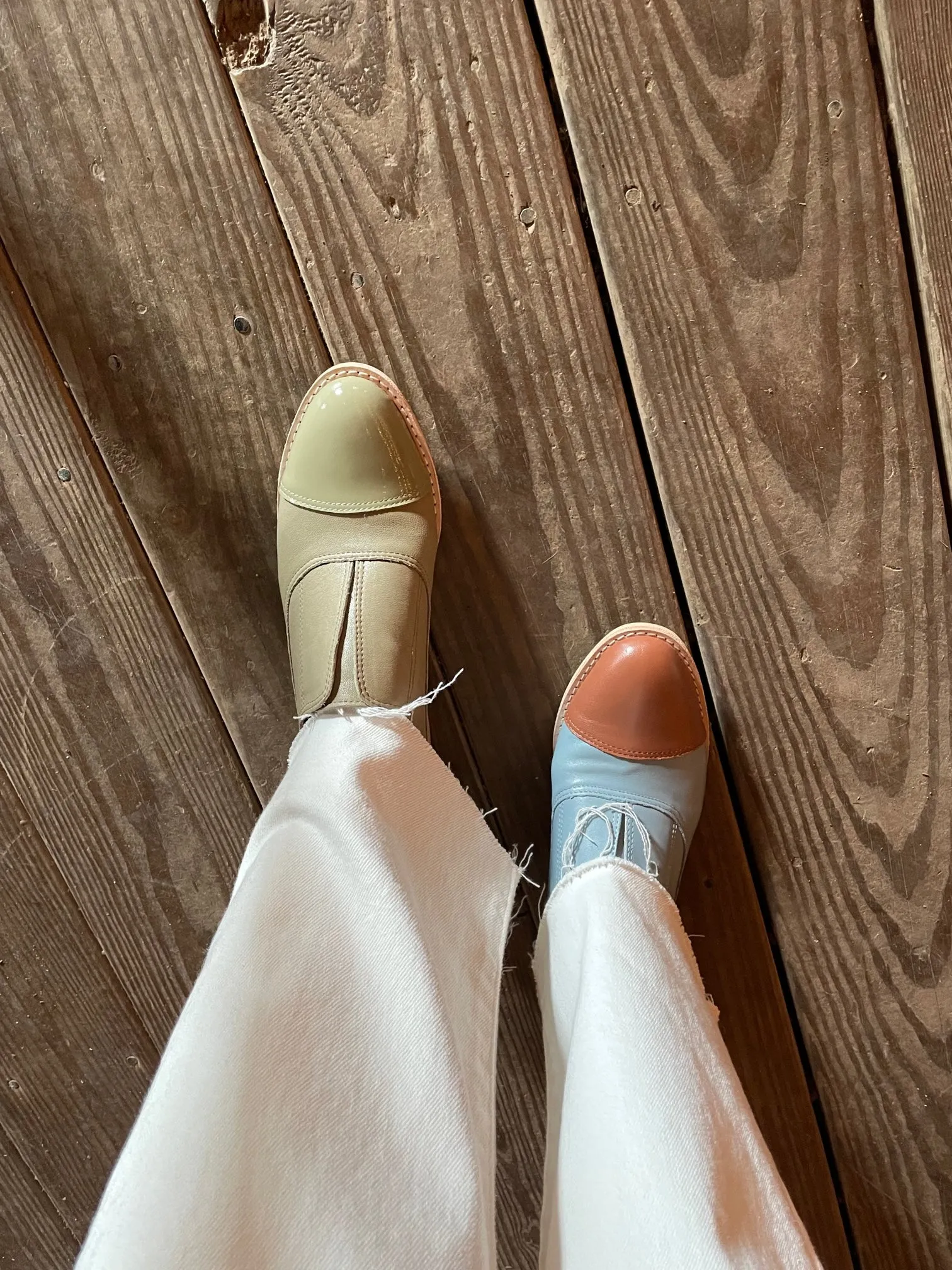 MATCHA Green Leather Oxfords