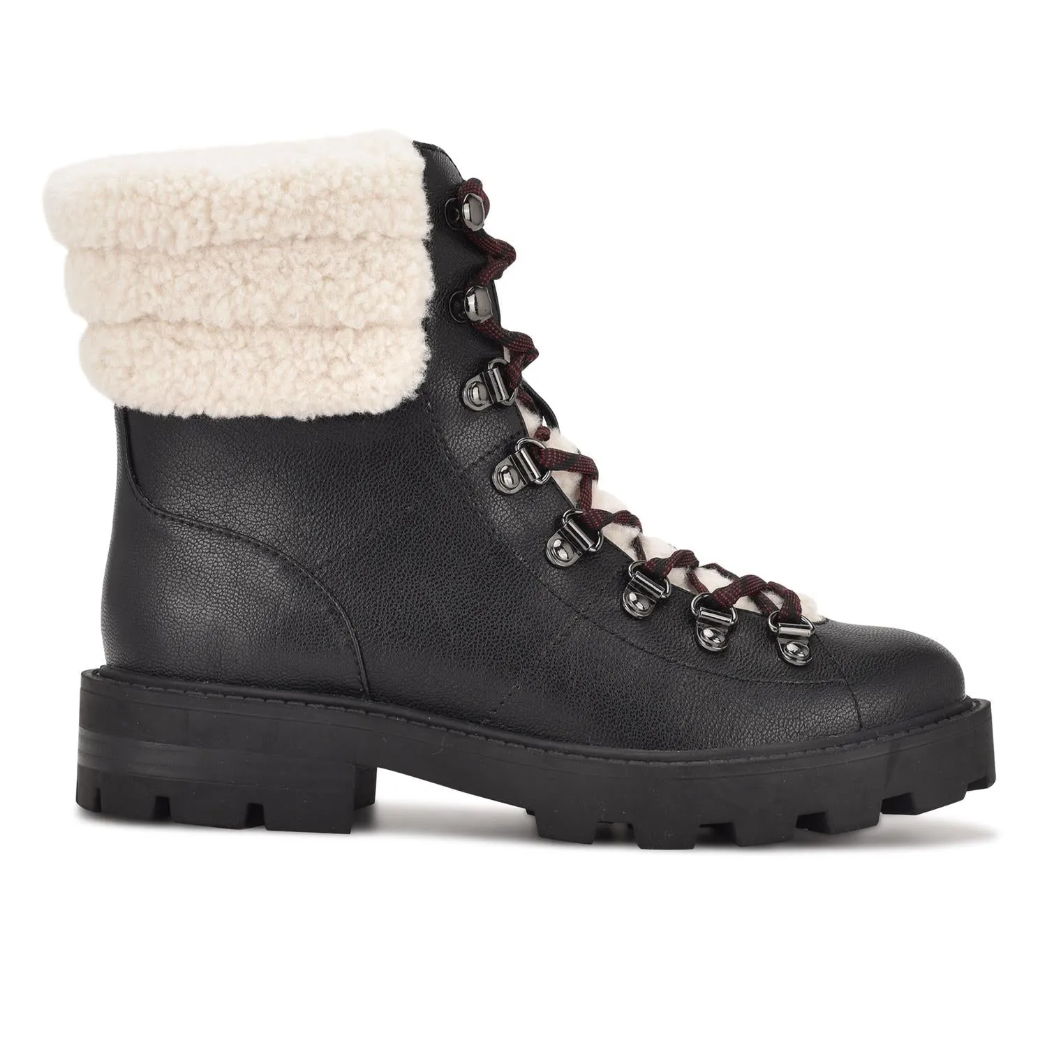 Nine West Rima3 Black Leather Lace Up Rounded Toe Leather Ankle Fashion Boots