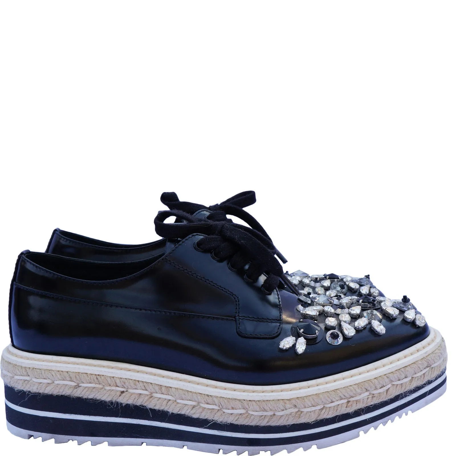 PRADA SWAROVSKI CRYSTAL EMBELLISHED OXFORDS