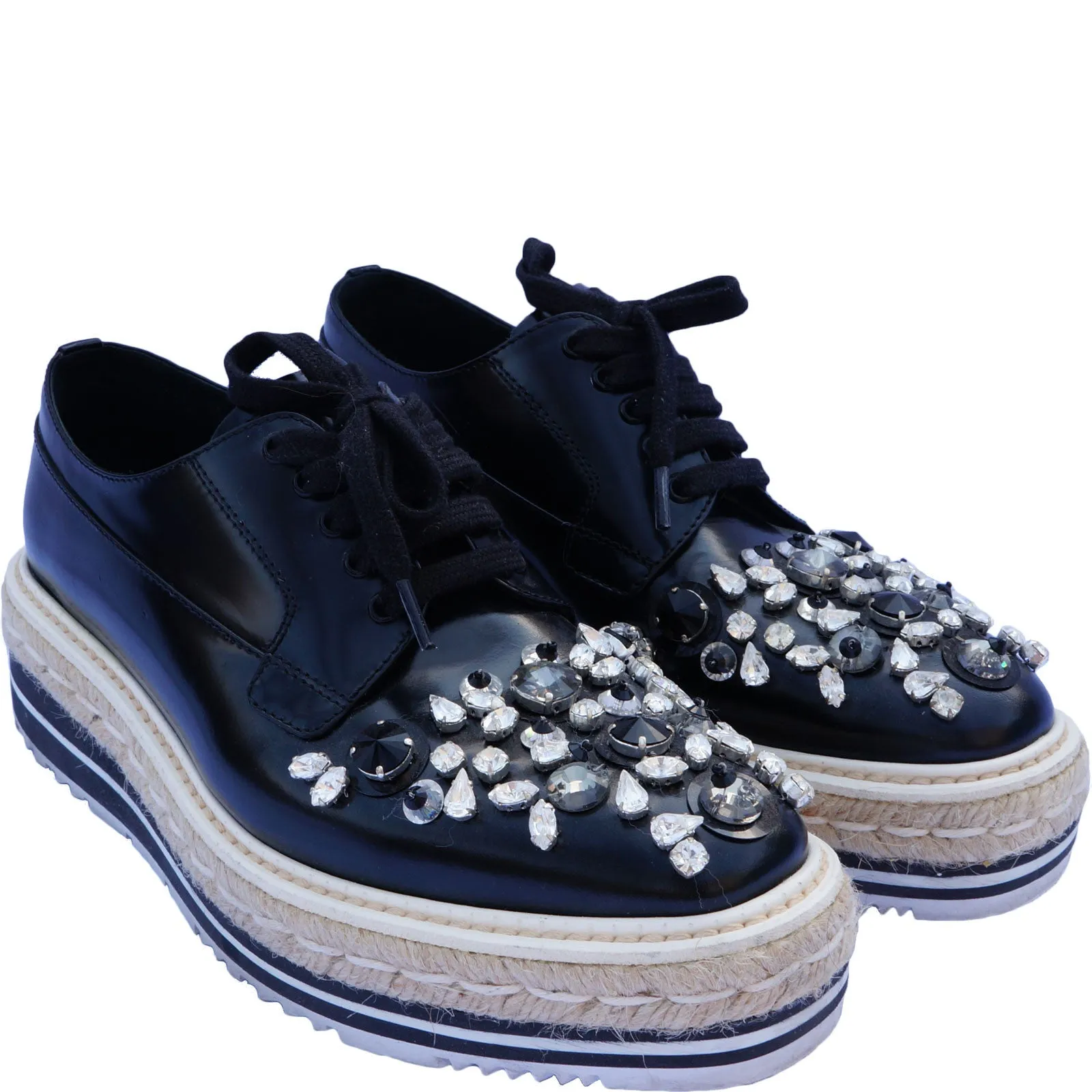 PRADA SWAROVSKI CRYSTAL EMBELLISHED OXFORDS