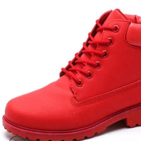 Women's lace up low heel work combat boots ankle booties